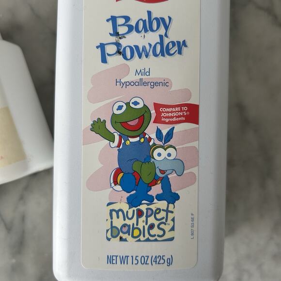 Johnsons Baby Powder TALC Fragrance 1.5oz + Meijer Muppet 15oz LaCrosse USA open - Picture 2 of 9